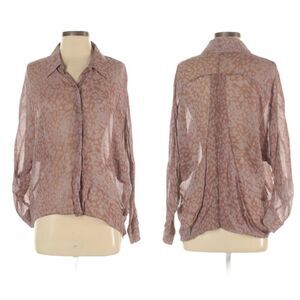 RORY BECA Animal Print Drape Layered Blouse S